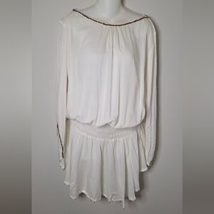 Elan Resort Swim Suit Cover Up Women's Size  OS White With Gold Rope Detail